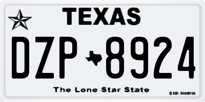 TX license plate DZP8924