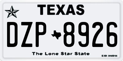 TX license plate DZP8926