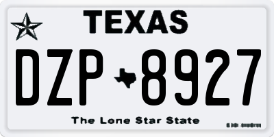 TX license plate DZP8927