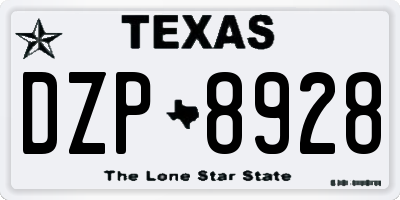 TX license plate DZP8928