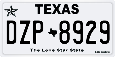 TX license plate DZP8929