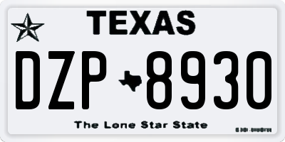 TX license plate DZP8930