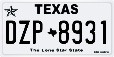 TX license plate DZP8931