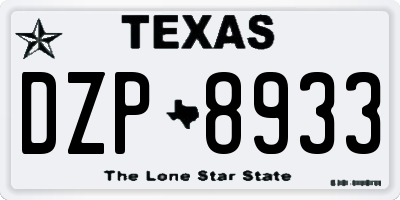 TX license plate DZP8933