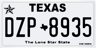 TX license plate DZP8935