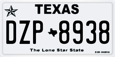 TX license plate DZP8938