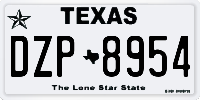 TX license plate DZP8954