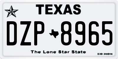 TX license plate DZP8965