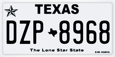 TX license plate DZP8968