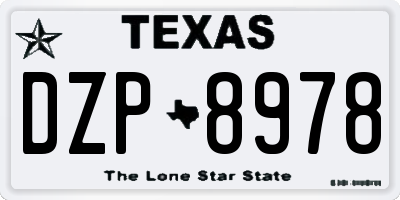 TX license plate DZP8978