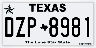 TX license plate DZP8981