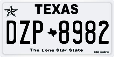 TX license plate DZP8982