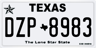 TX license plate DZP8983