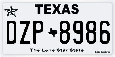 TX license plate DZP8986