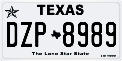 TX license plate DZP8989