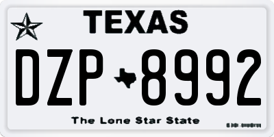TX license plate DZP8992