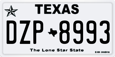 TX license plate DZP8993