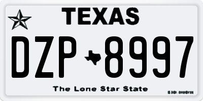 TX license plate DZP8997