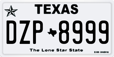TX license plate DZP8999