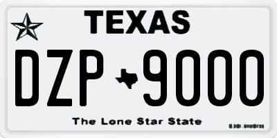 TX license plate DZP9000