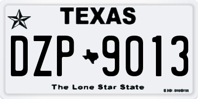 TX license plate DZP9013