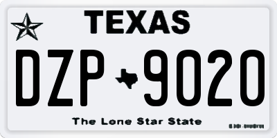TX license plate DZP9020