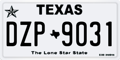 TX license plate DZP9031