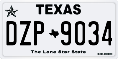 TX license plate DZP9034