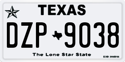 TX license plate DZP9038