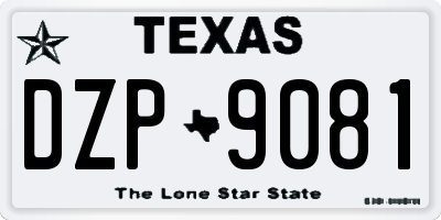 TX license plate DZP9081