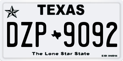 TX license plate DZP9092