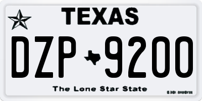TX license plate DZP9200