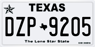 TX license plate DZP9205
