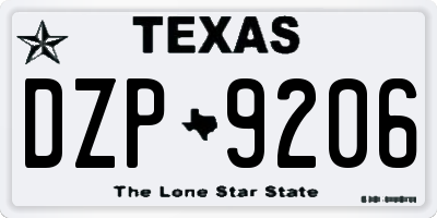 TX license plate DZP9206