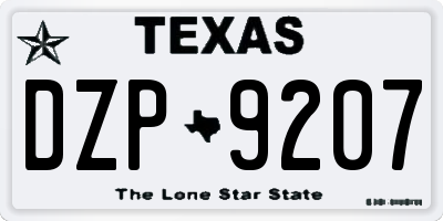 TX license plate DZP9207