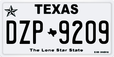 TX license plate DZP9209