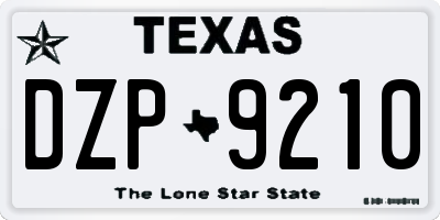 TX license plate DZP9210