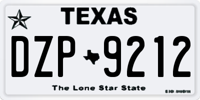 TX license plate DZP9212