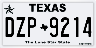 TX license plate DZP9214