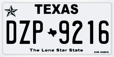 TX license plate DZP9216