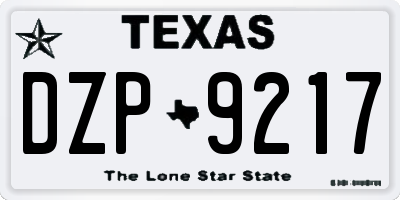 TX license plate DZP9217