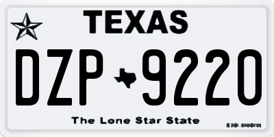 TX license plate DZP9220