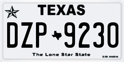 TX license plate DZP9230
