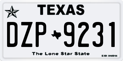 TX license plate DZP9231