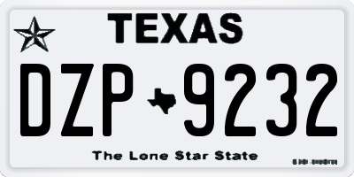 TX license plate DZP9232