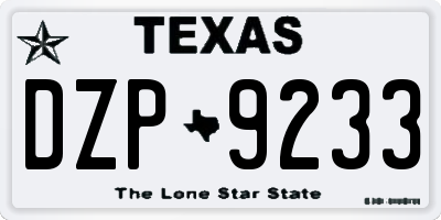 TX license plate DZP9233