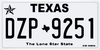 TX license plate DZP9251