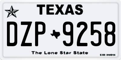 TX license plate DZP9258