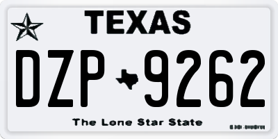 TX license plate DZP9262