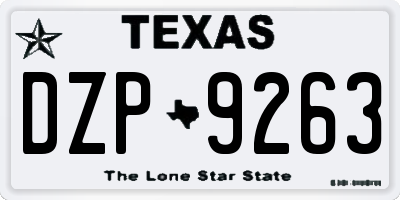 TX license plate DZP9263
